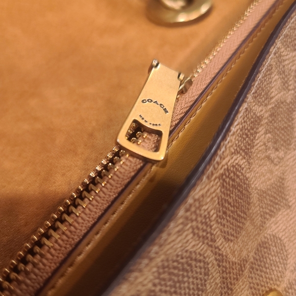 Coach Parker Tea Rose 30585 chain shoulder bag pink signature canvas colorblock - Picture 8 of 15